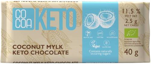 Czekolada Keto kokosowa z olejem MCT Bez Cukru 40 g Cocoa Bio