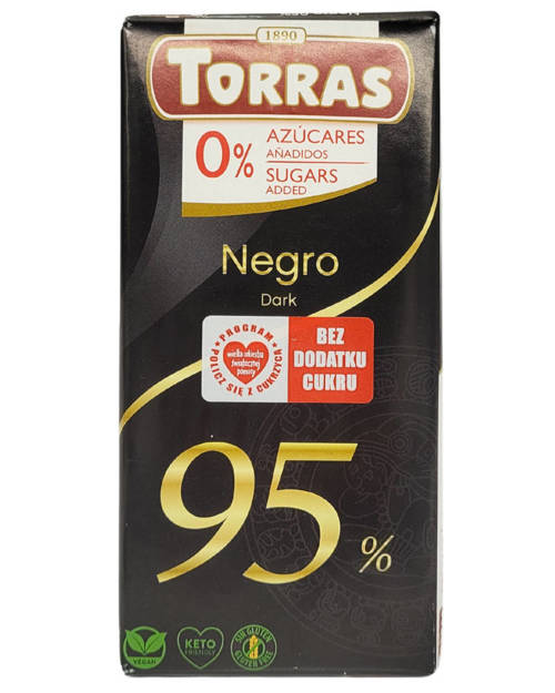 Czekolada gorzka 95% Bez Cukru Bezglutenowa 75 g Torras Negro Dark