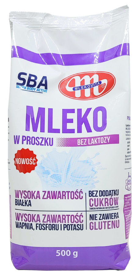 Mleko w proszku bez laktozy Bezglutenowe 500 g Mlekovita SBA
