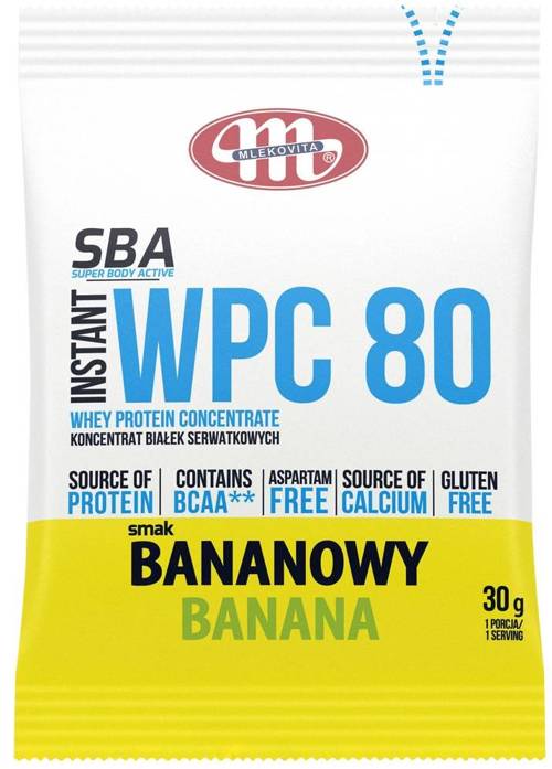 WPC 80 Instant Bananowy Koncentrat białek serwatkowych 30 g - SBA Mlekovita